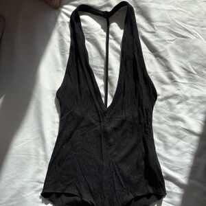 LF Emma & Sam Black Ribbed Knit Bodysuit